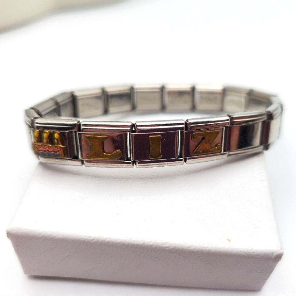 3/$20 Liz stainless steel customized charm bracelet customize‎ gift idea